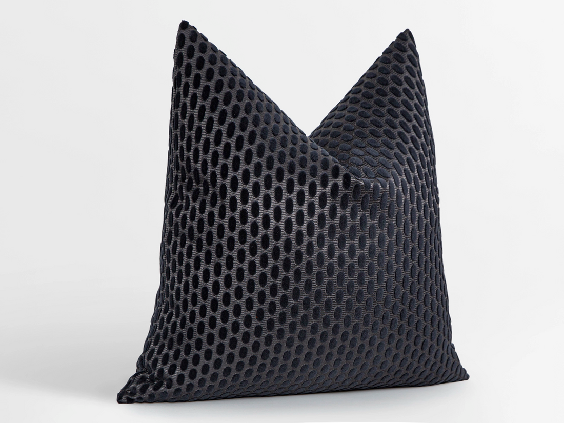Charcoal Dotted Velvet Pillow Cover
