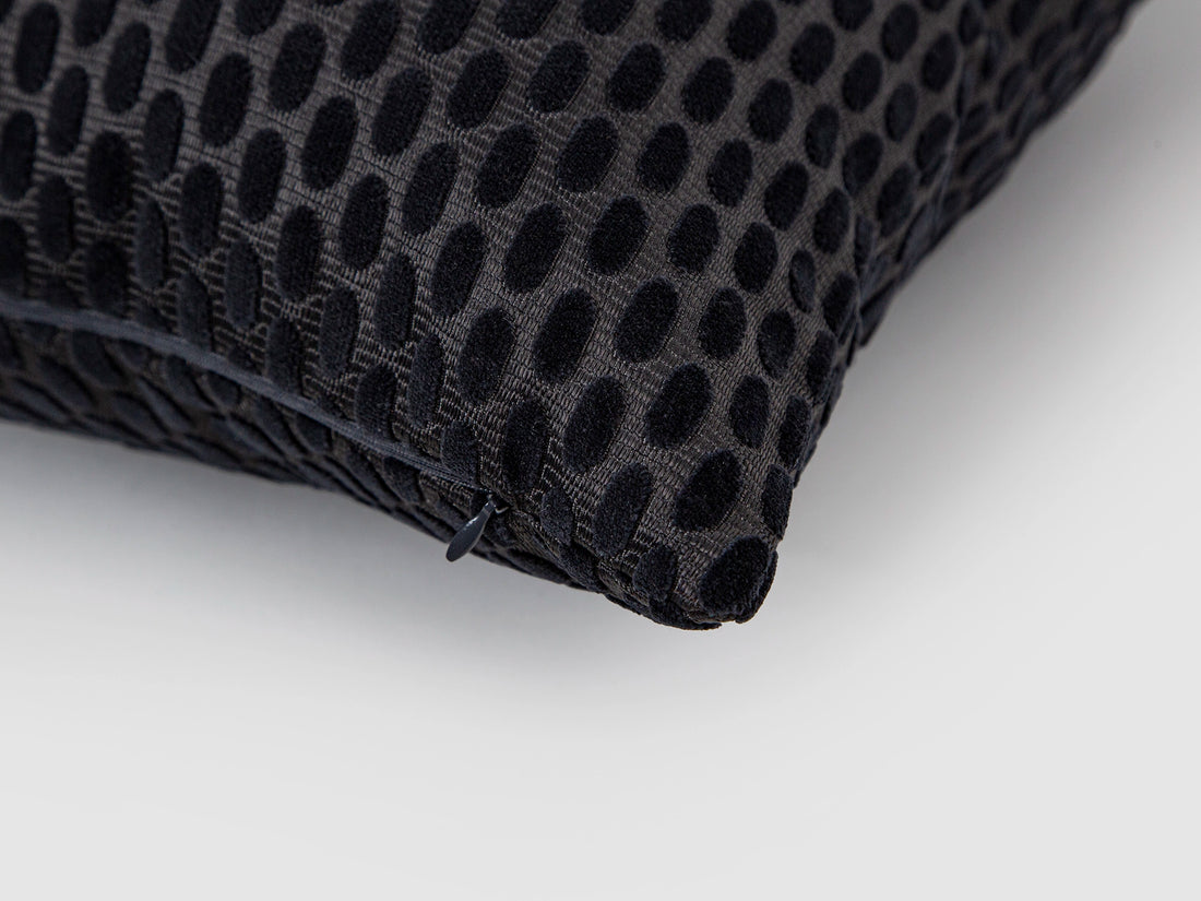Charcoal Dotted Velvet Pillow Cover