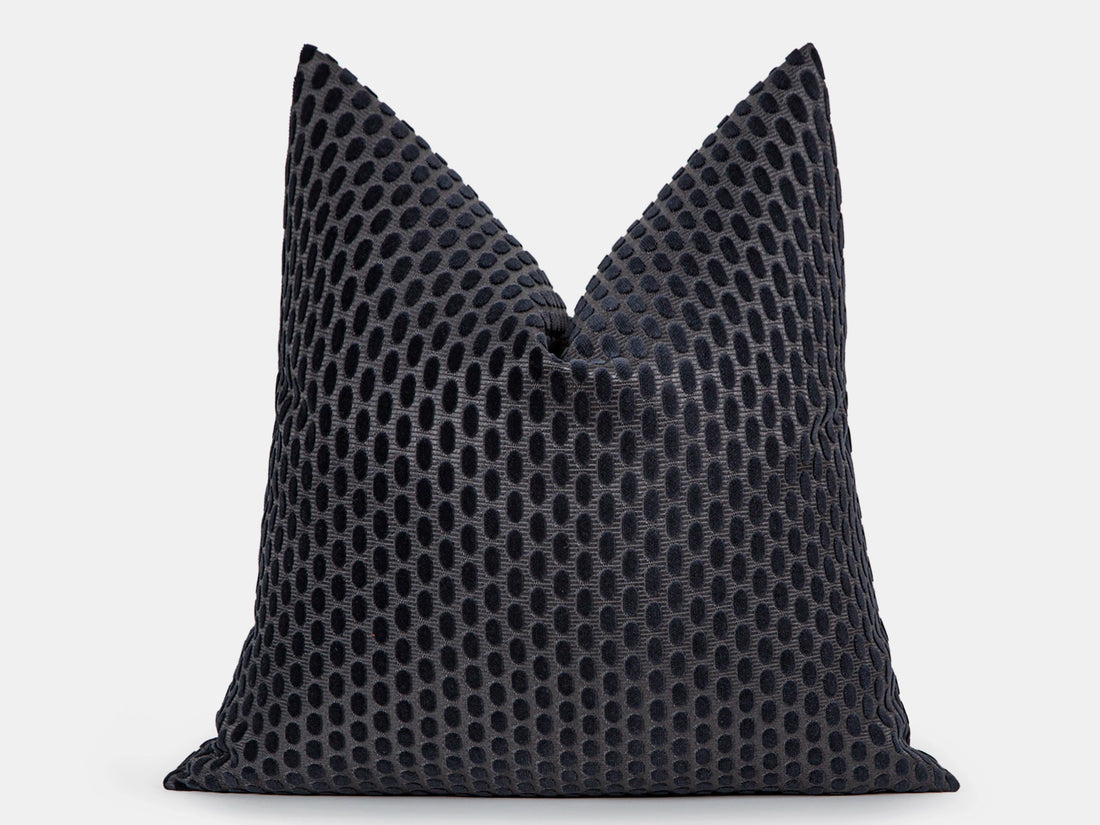 Charcoal Dotted Velvet Pillow Cover