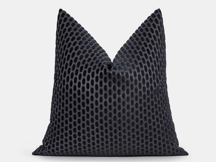 Charcoal Dotted Velvet Pillow Cover