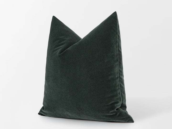 Charcoal Green Velvet Pillow Cover