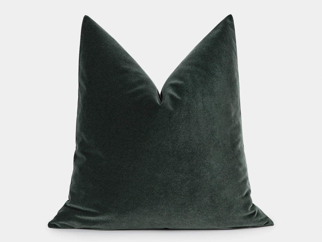 Charcoal Green Velvet Pillow Cover