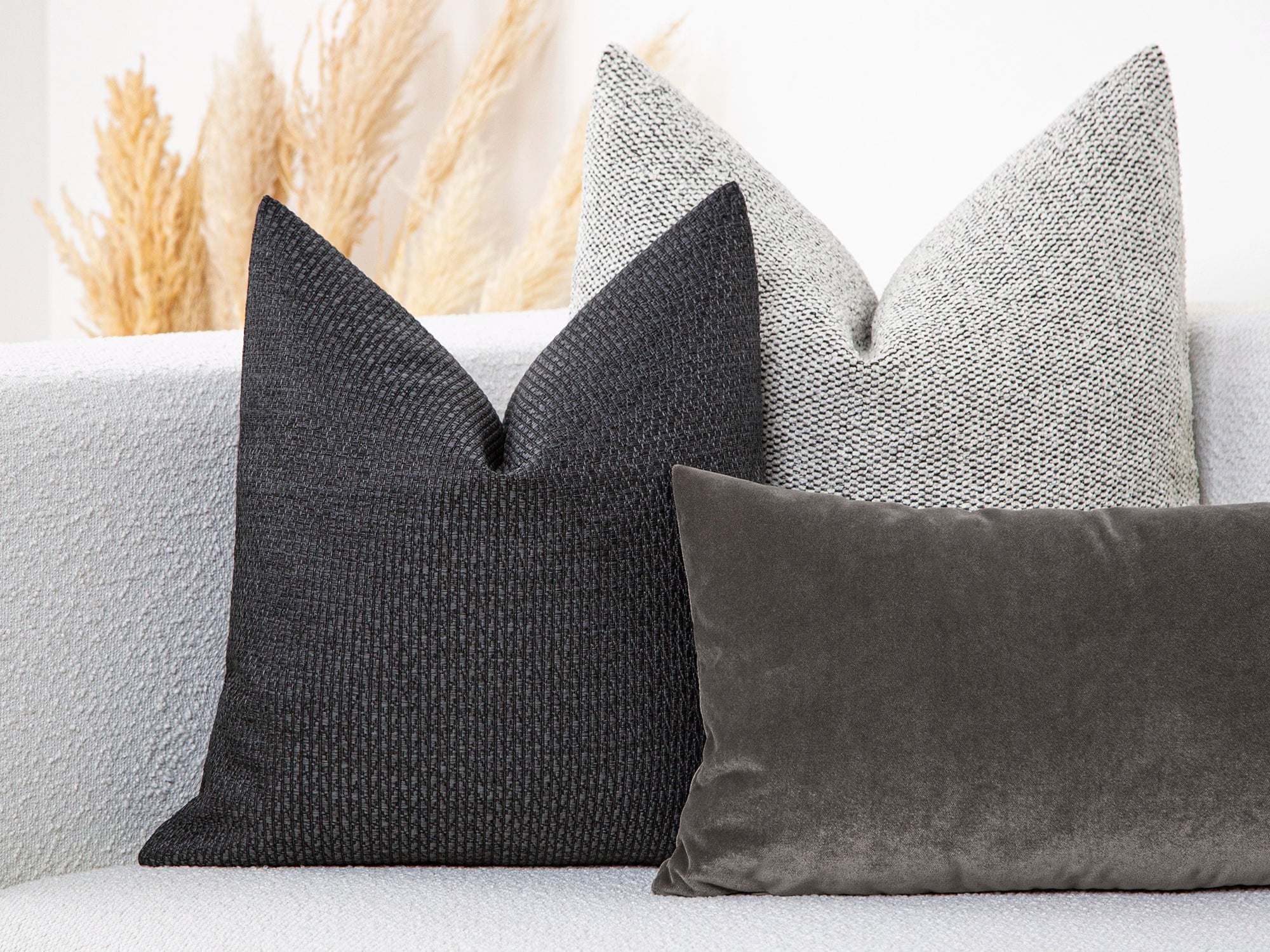 Charcoal Linen Woven Pillow Cover