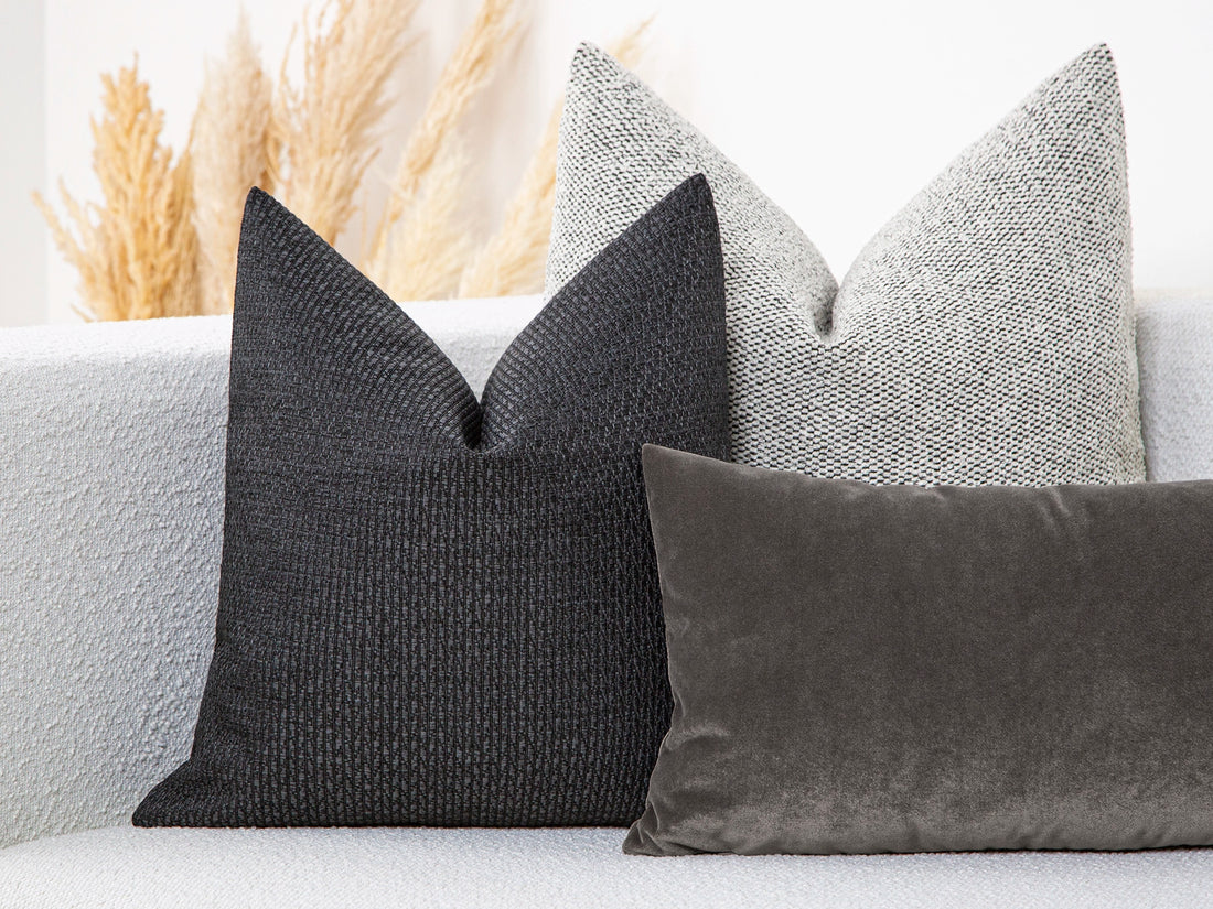 Charcoal Linen Woven Pillow Cover