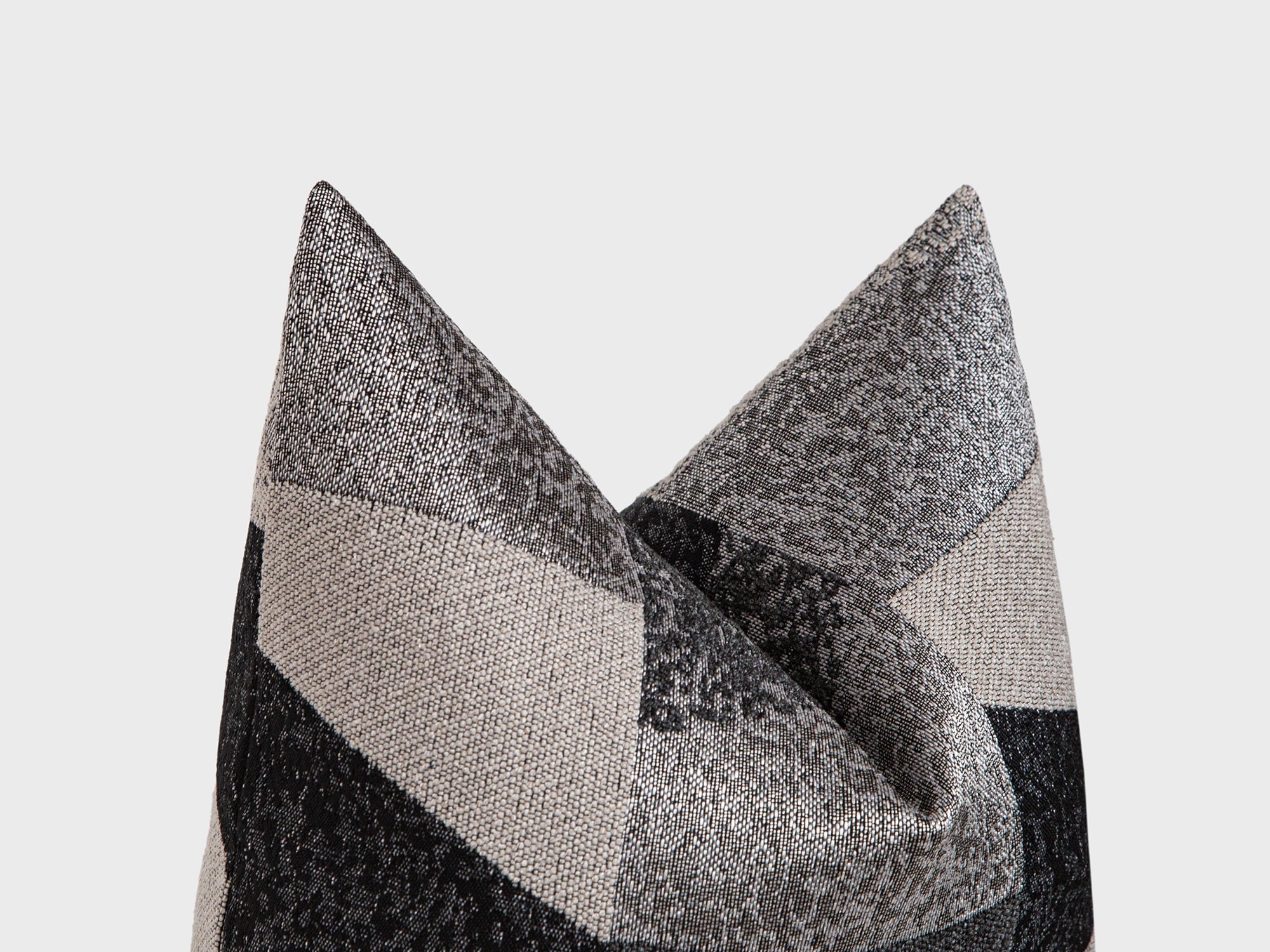 Charcoal Patchwork Woven Pillow Cover