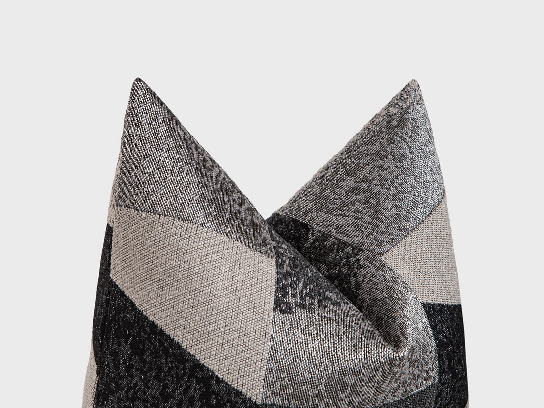 Charcoal Patchwork Woven Pillow Cover