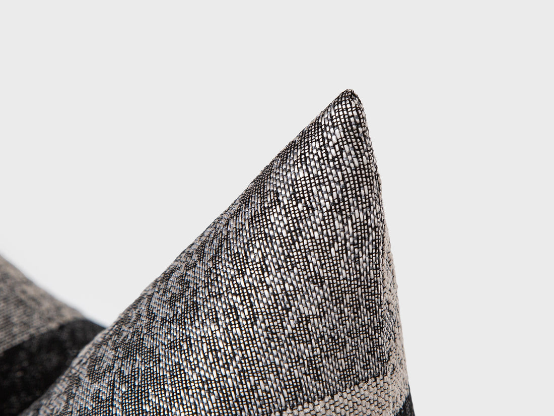 Charcoal Patchwork Woven Pillow Cover