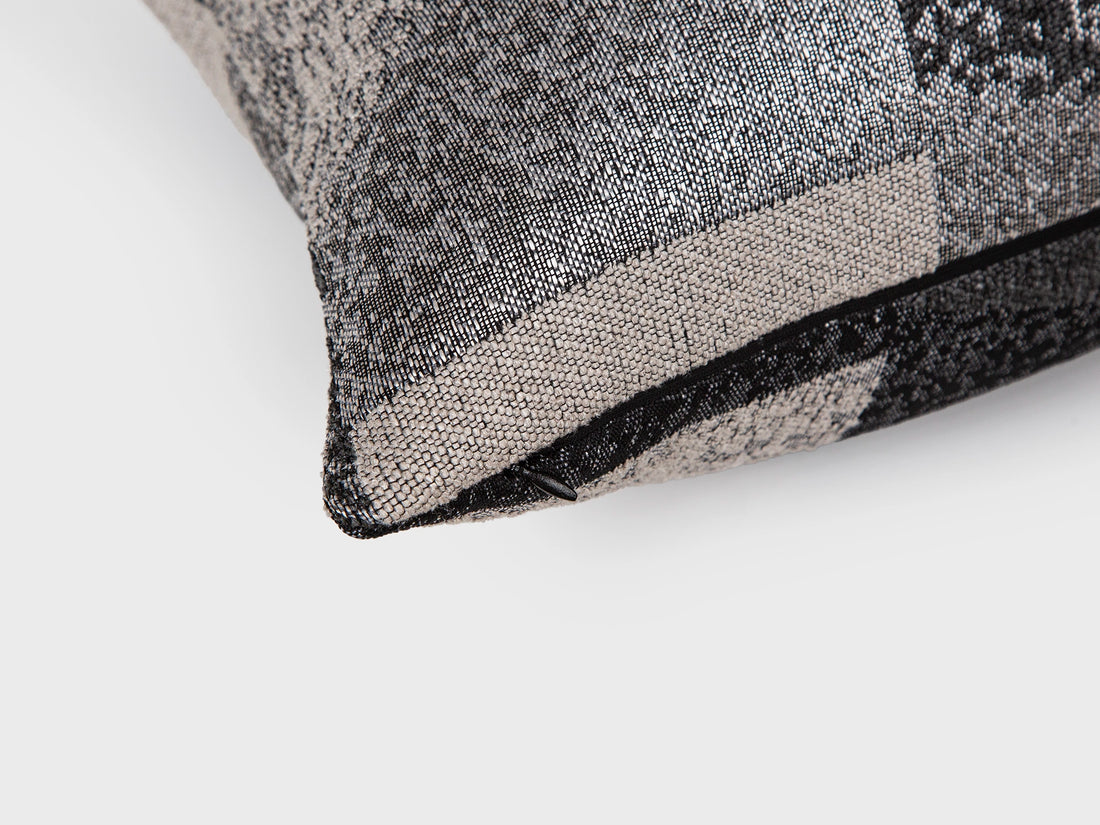 Charcoal Patchwork Woven Pillow Cover