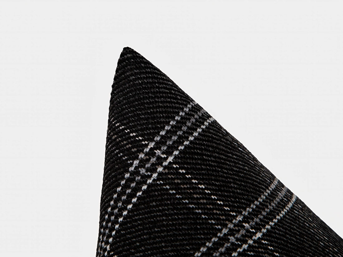 Charcoal Plaid Woven Pillow Cover