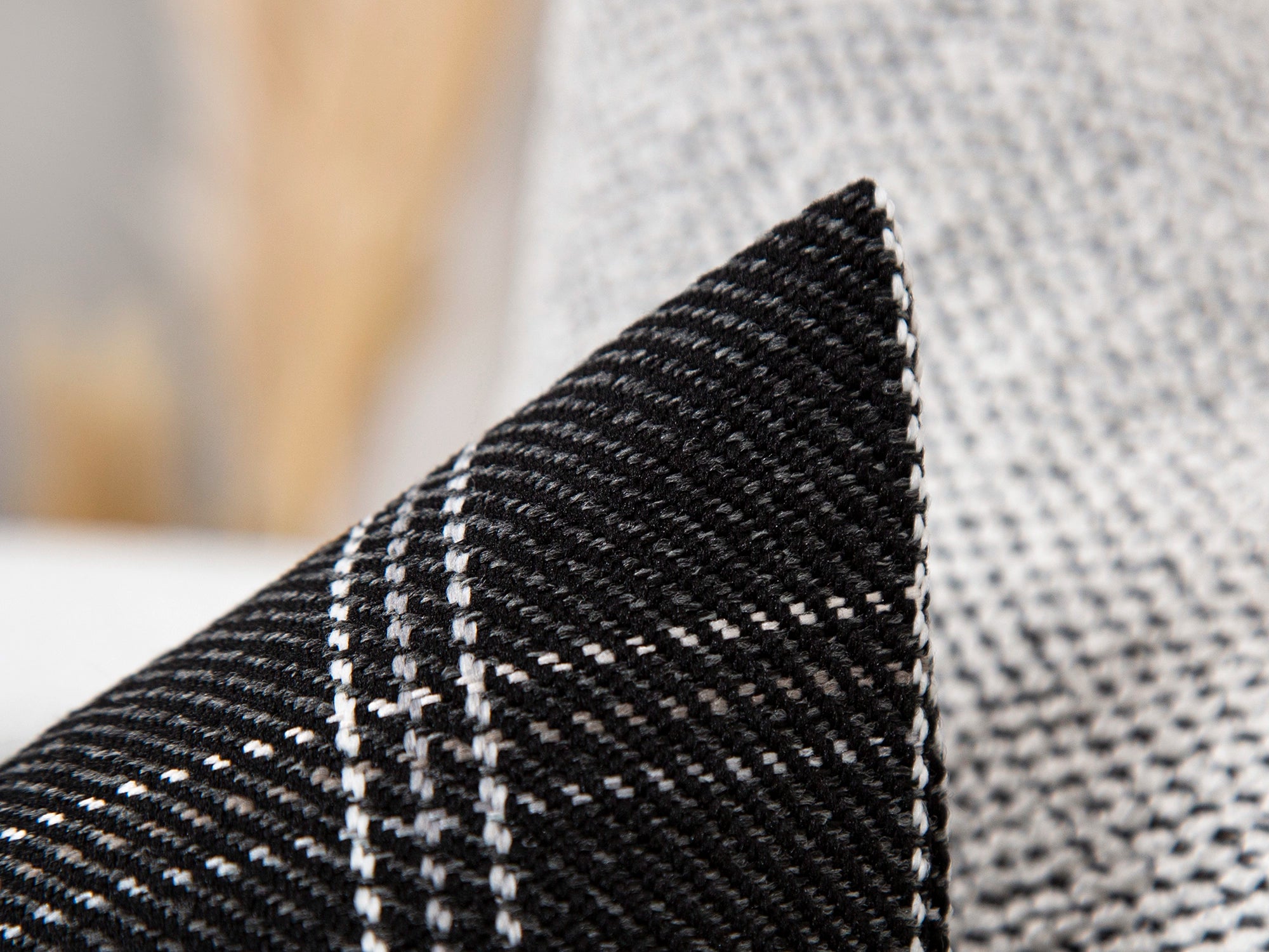 Charcoal Plaid Woven Pillow Cover