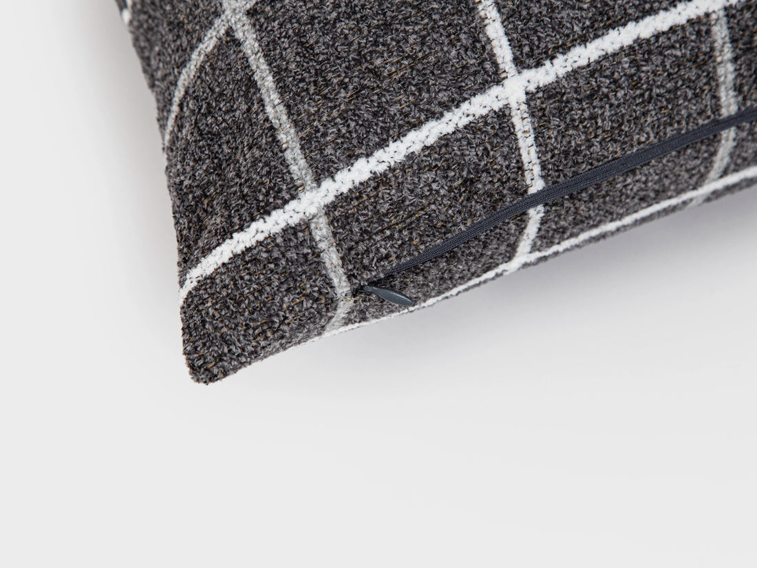 Charcoal Plaid Pillow Cover