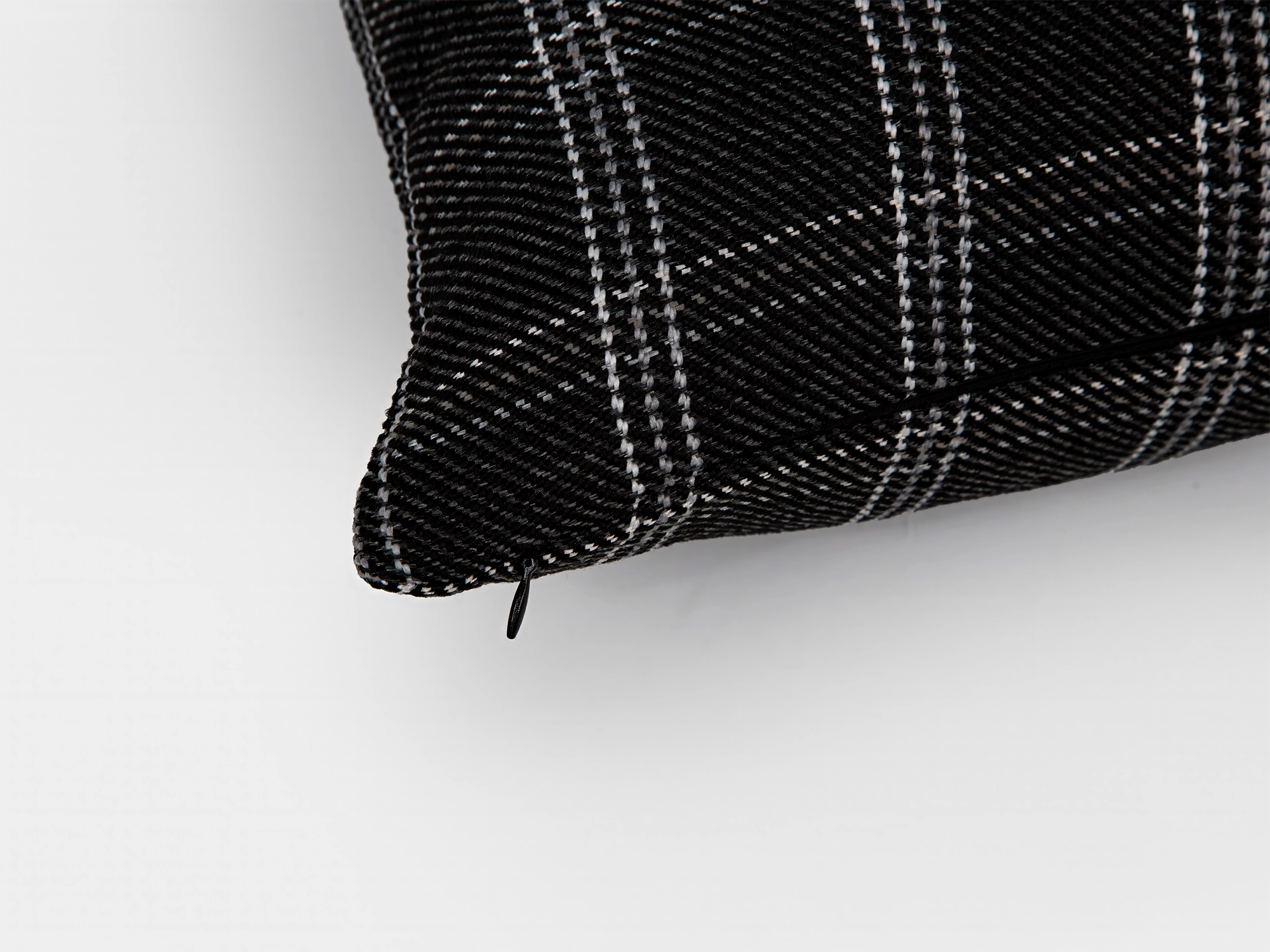 Charcoal Plaid Woven Pillow Cover