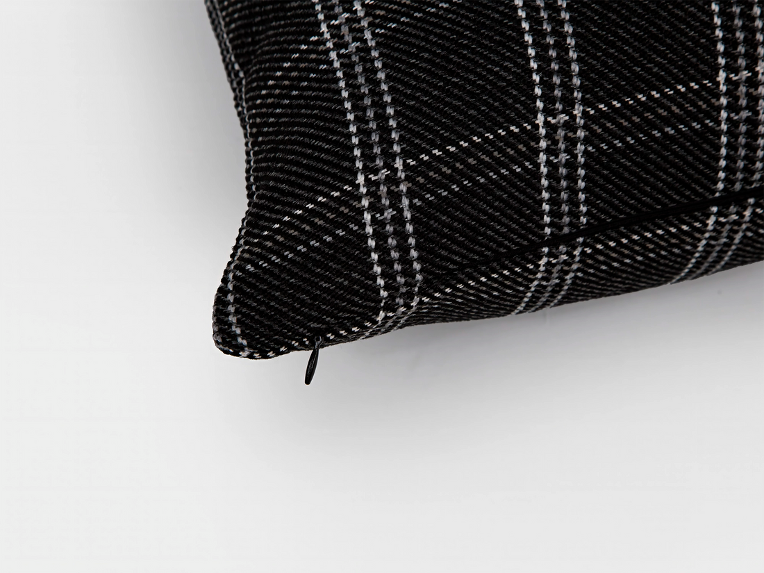 Charcoal Plaid Woven Pillow Cover