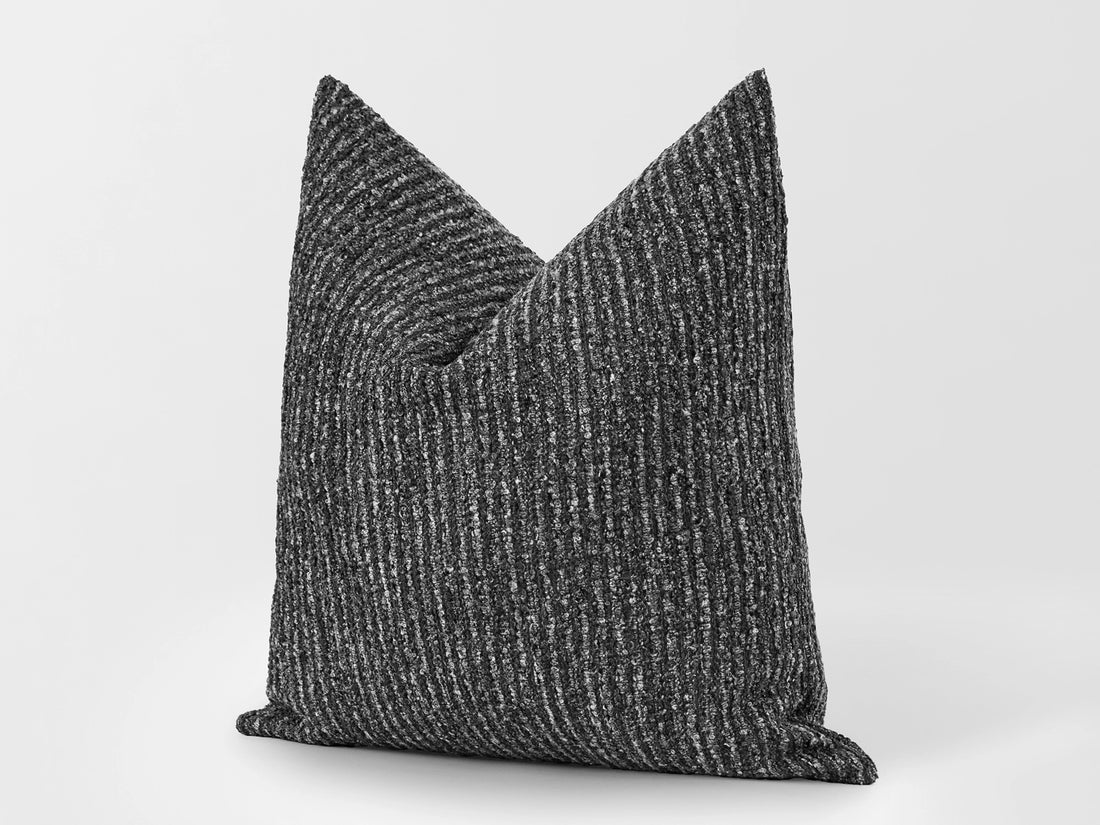Charcoal Boucle Ribbed Pillow Cover