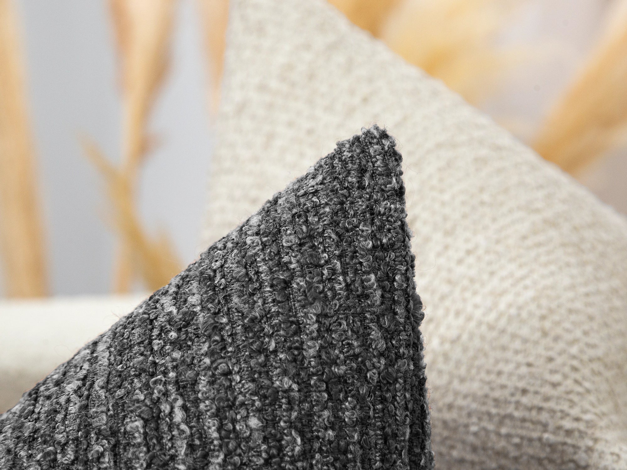 Charcoal Boucle Ribbed Pillow Cover