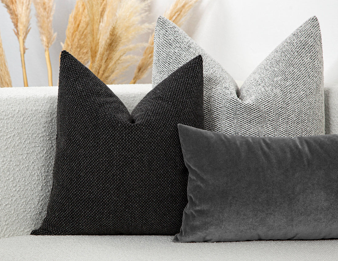 Textured Charcoal Pillow Cover