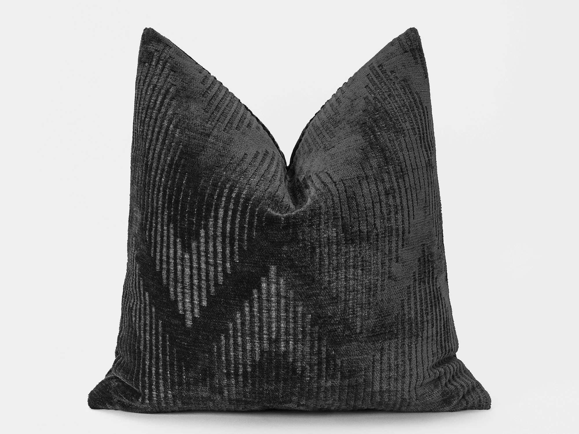 Charcoal Geometric Textured Pillow Cover