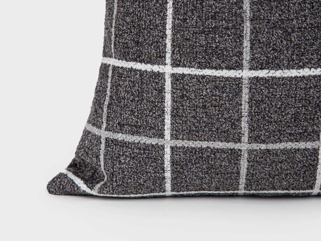 Charcoal Plaid Pillow Cover