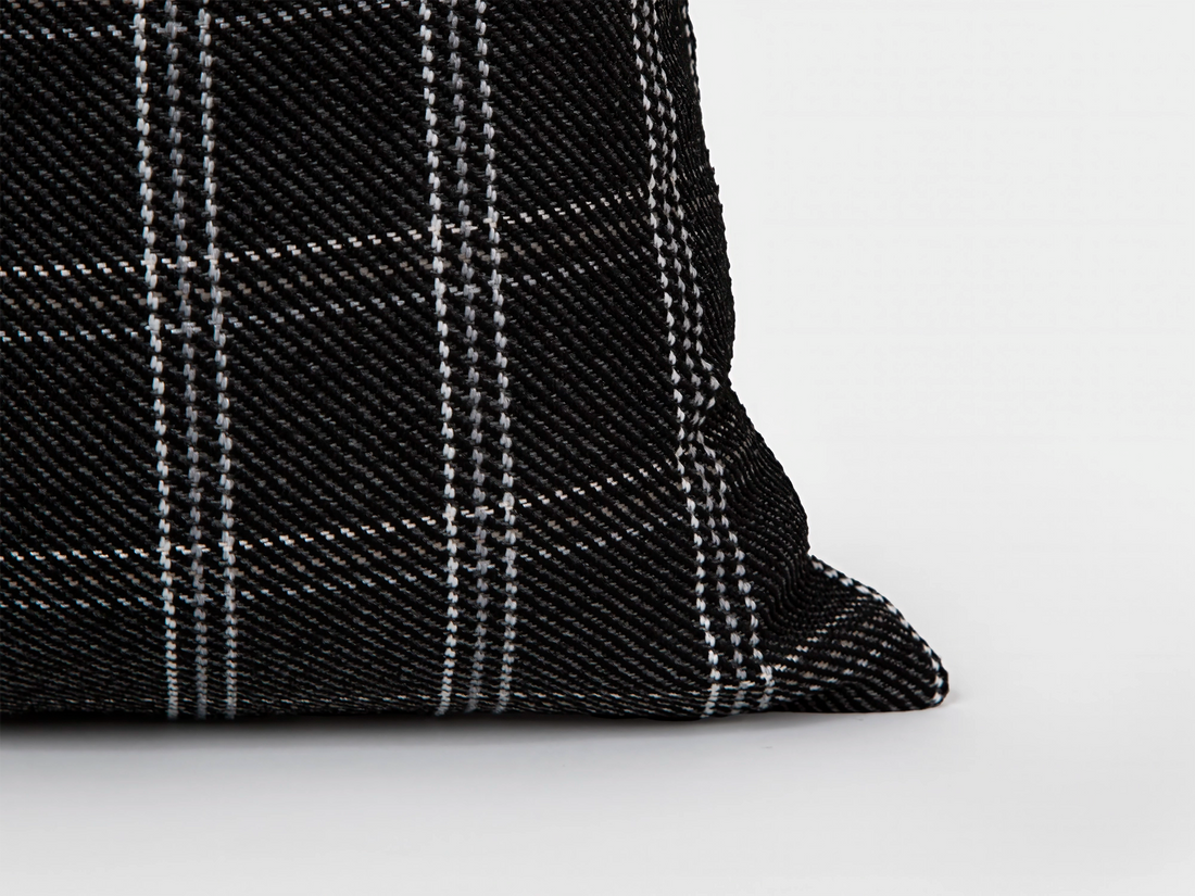 Charcoal Plaid Woven Pillow Cover