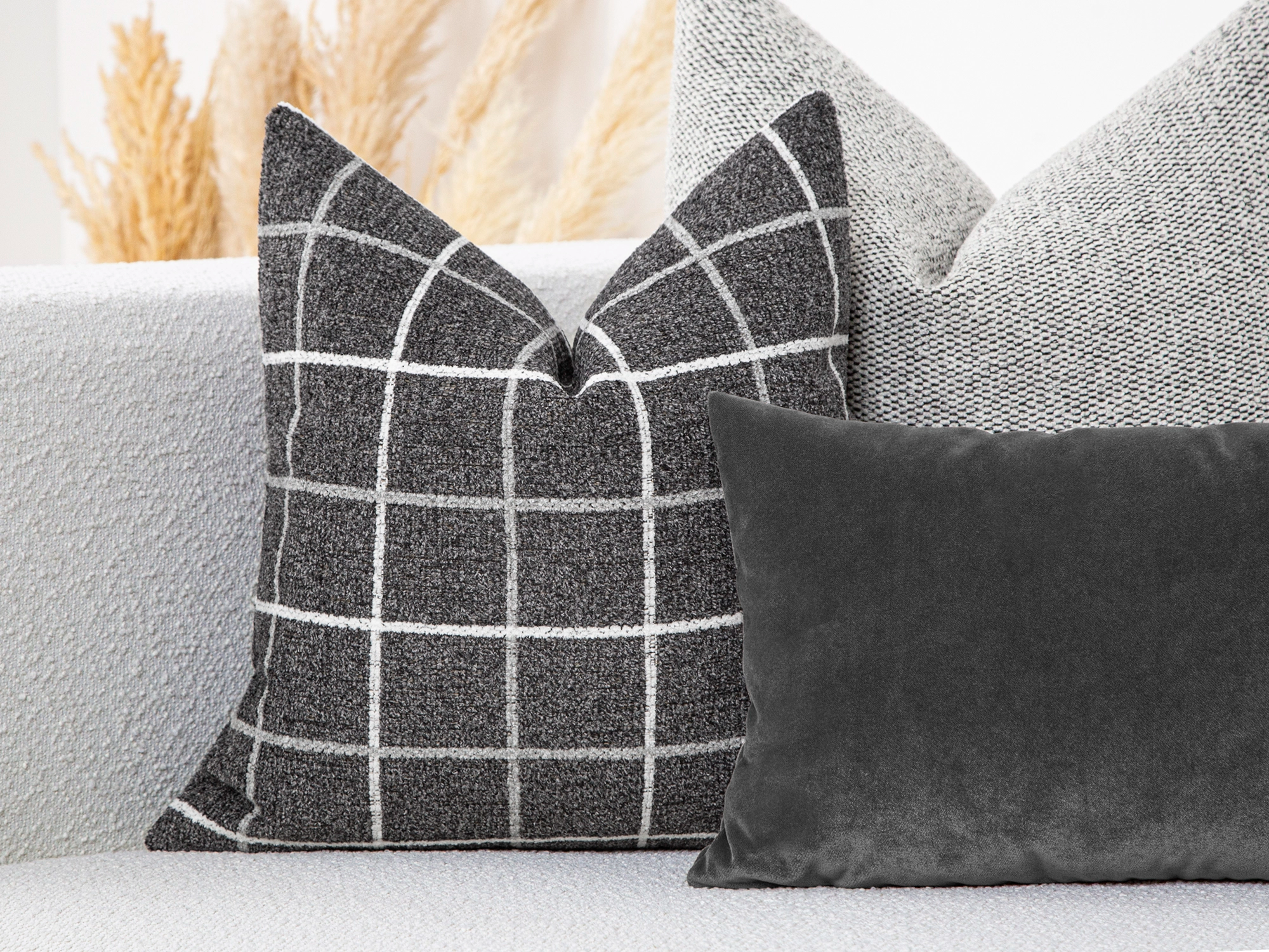 Charcoal Plaid Pillow Cover