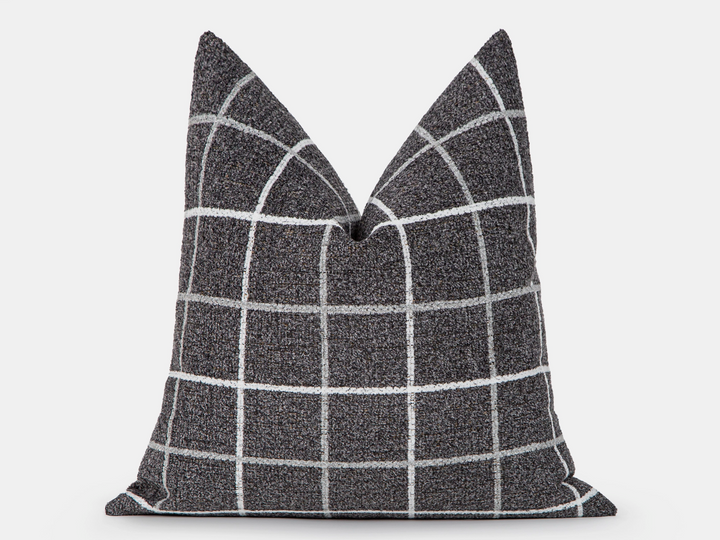 Charcoal Plaid Pillow Cover