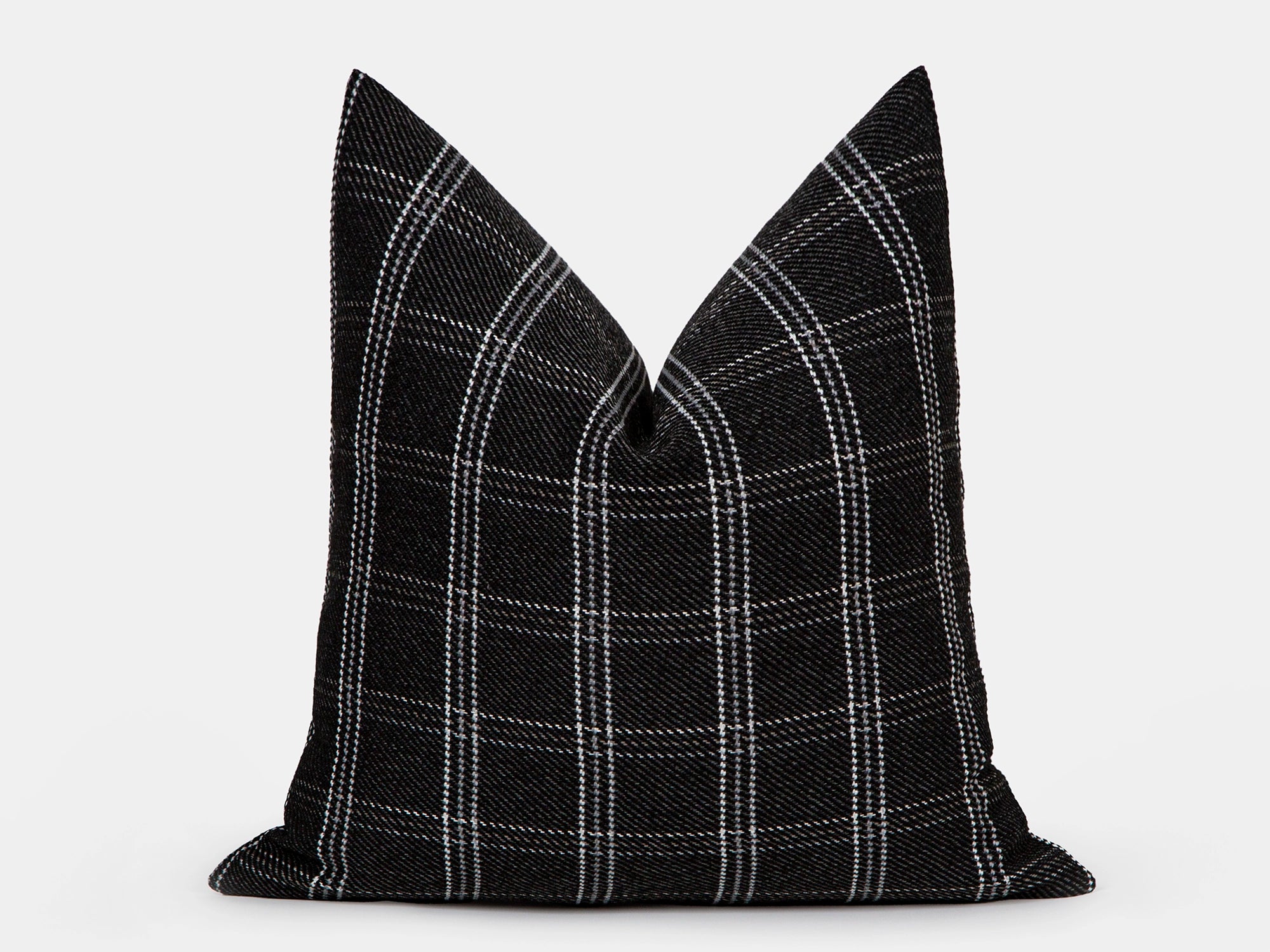 Charcoal Plaid Woven Pillow Cover