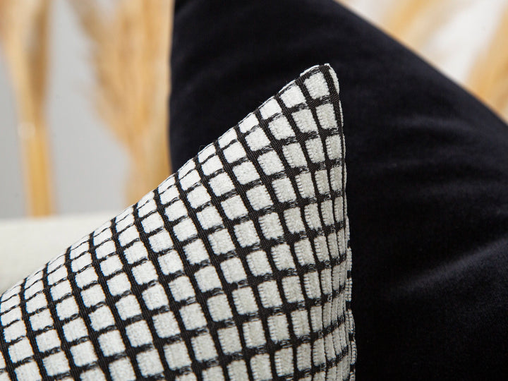 Black and White Checkered Pillow Cover