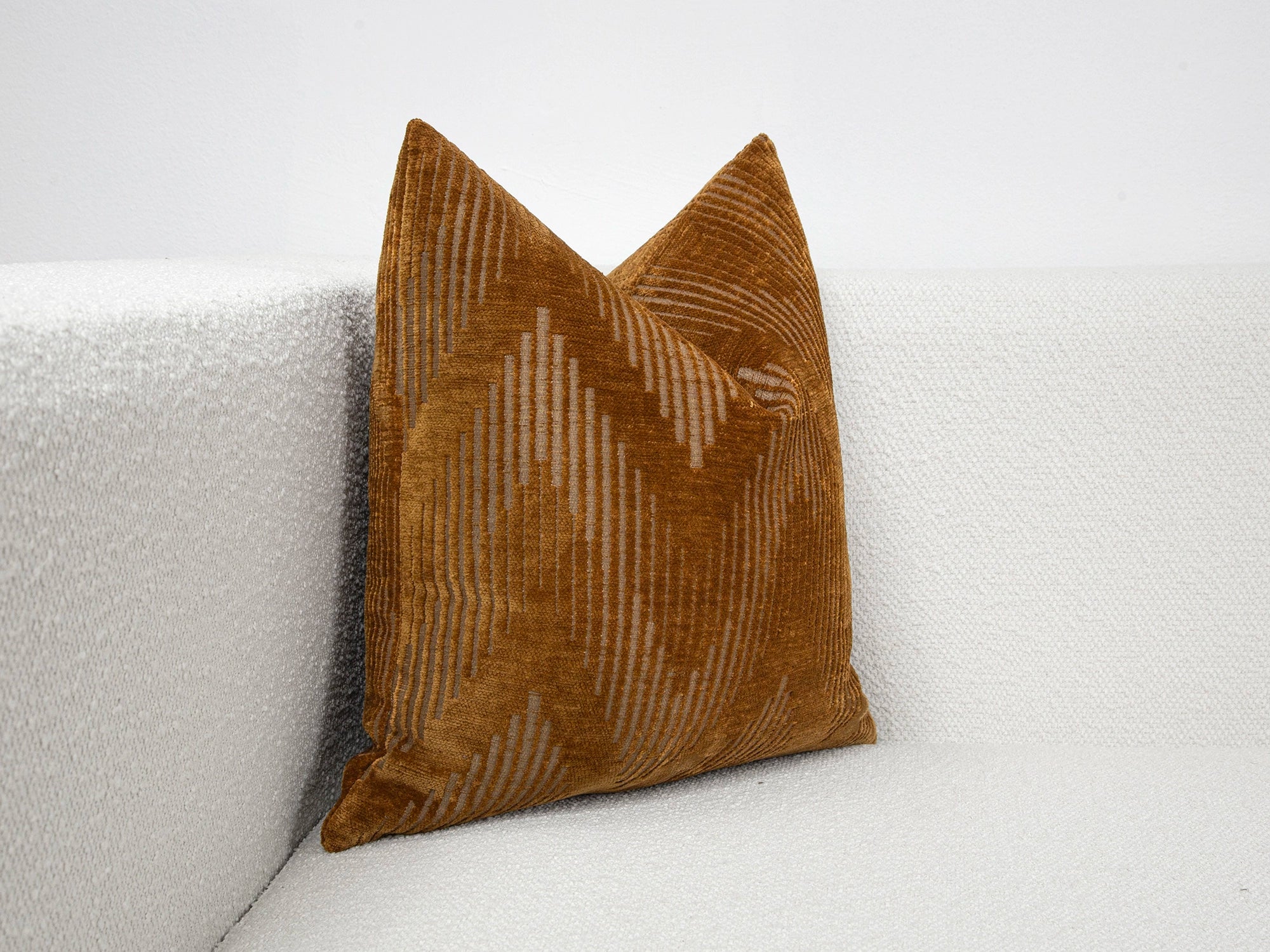 Burnt Orange Geometric Textured Pillow Cover