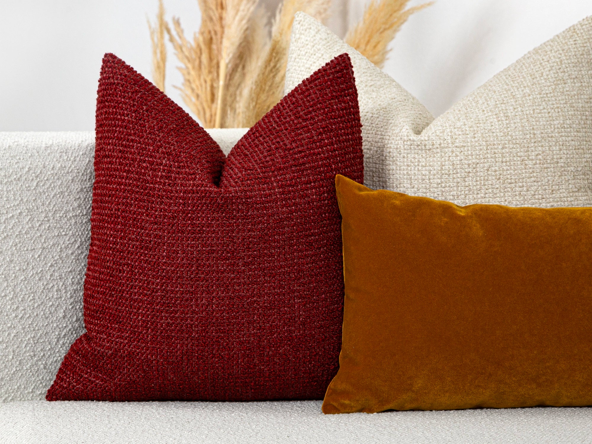 Claret Red Textured Pillow Cover