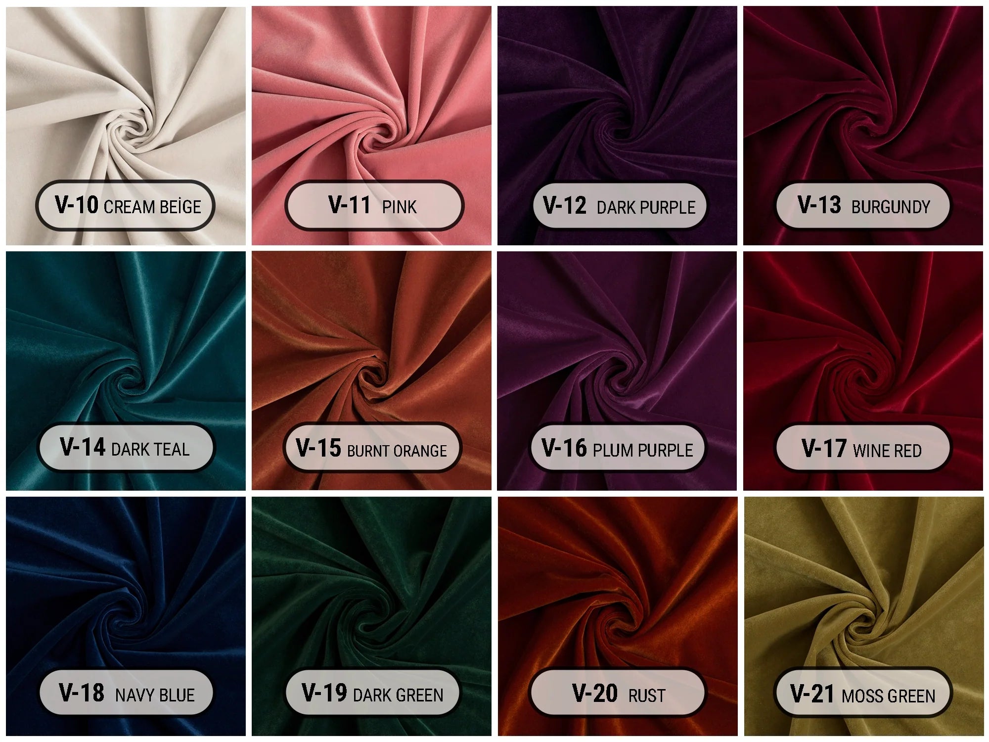 Velvet Upholstery Fabrics | 21 Color Options