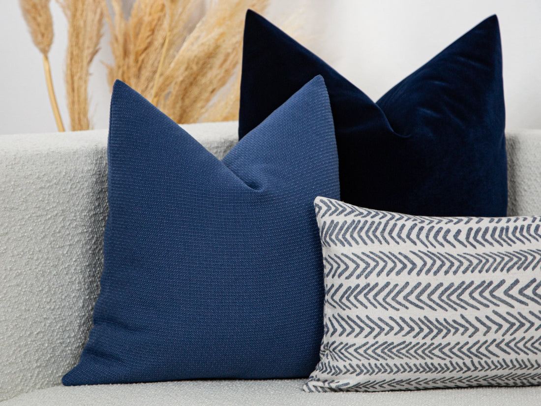 Coastal Blue Woven Pillow Cover