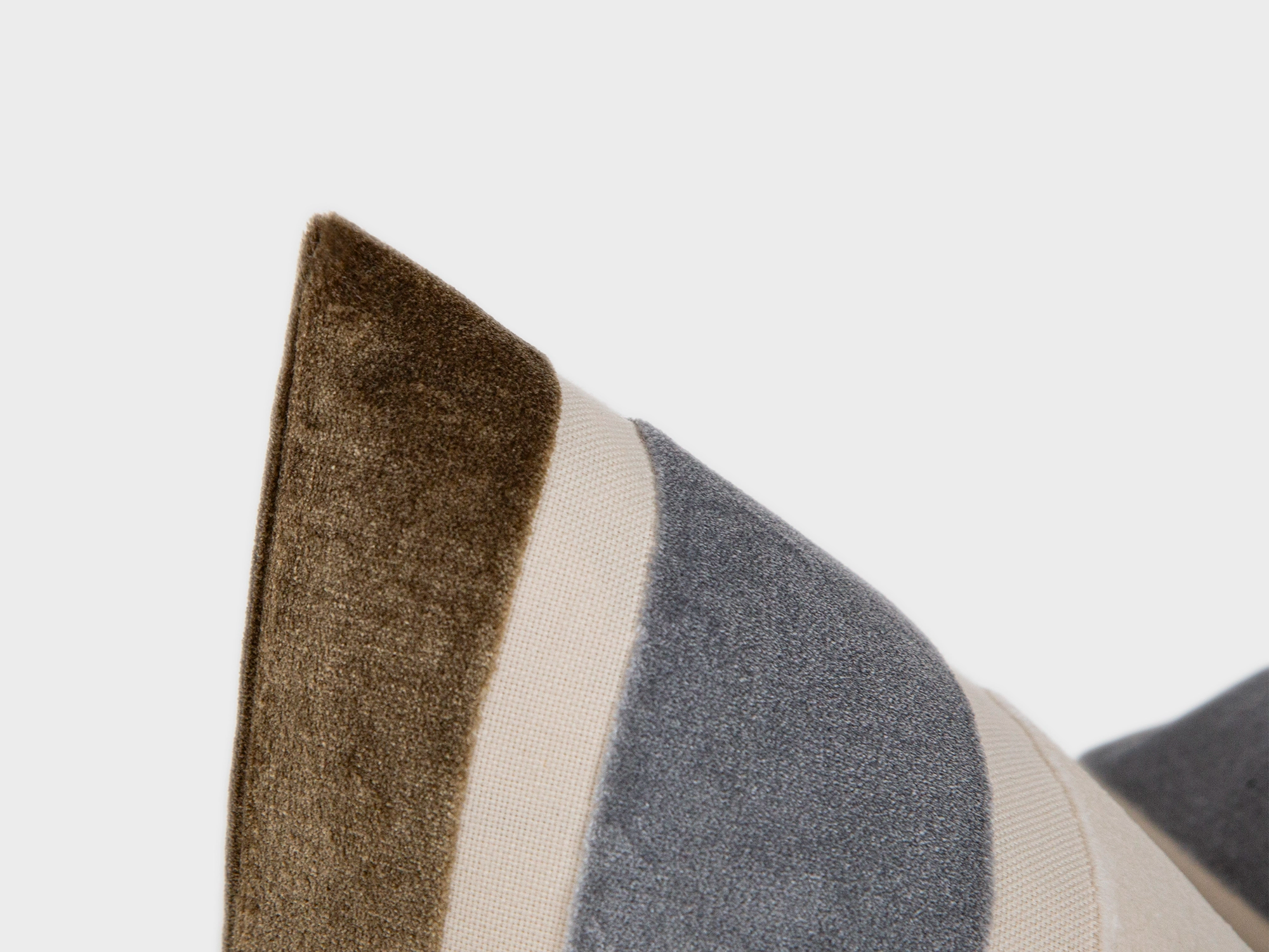 Coastal Taupe Striped Velvet Pillow Cover