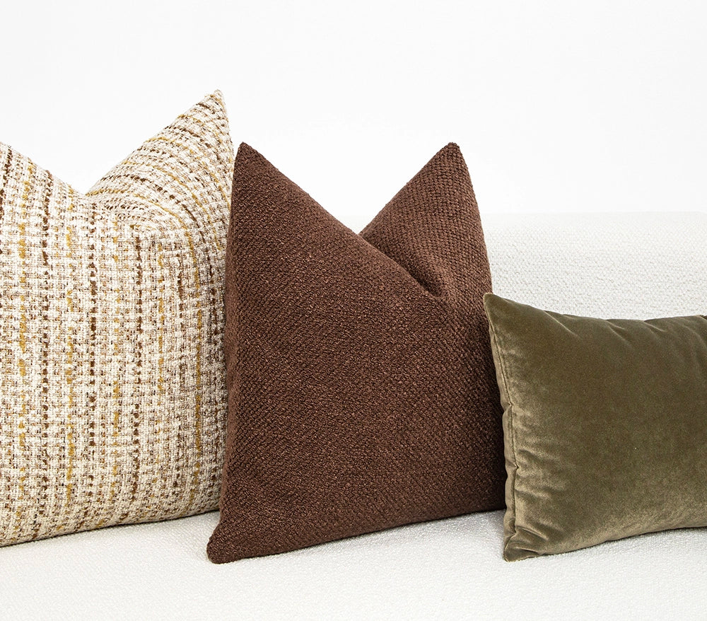 Dark Cognac Textured Pillow Cover
