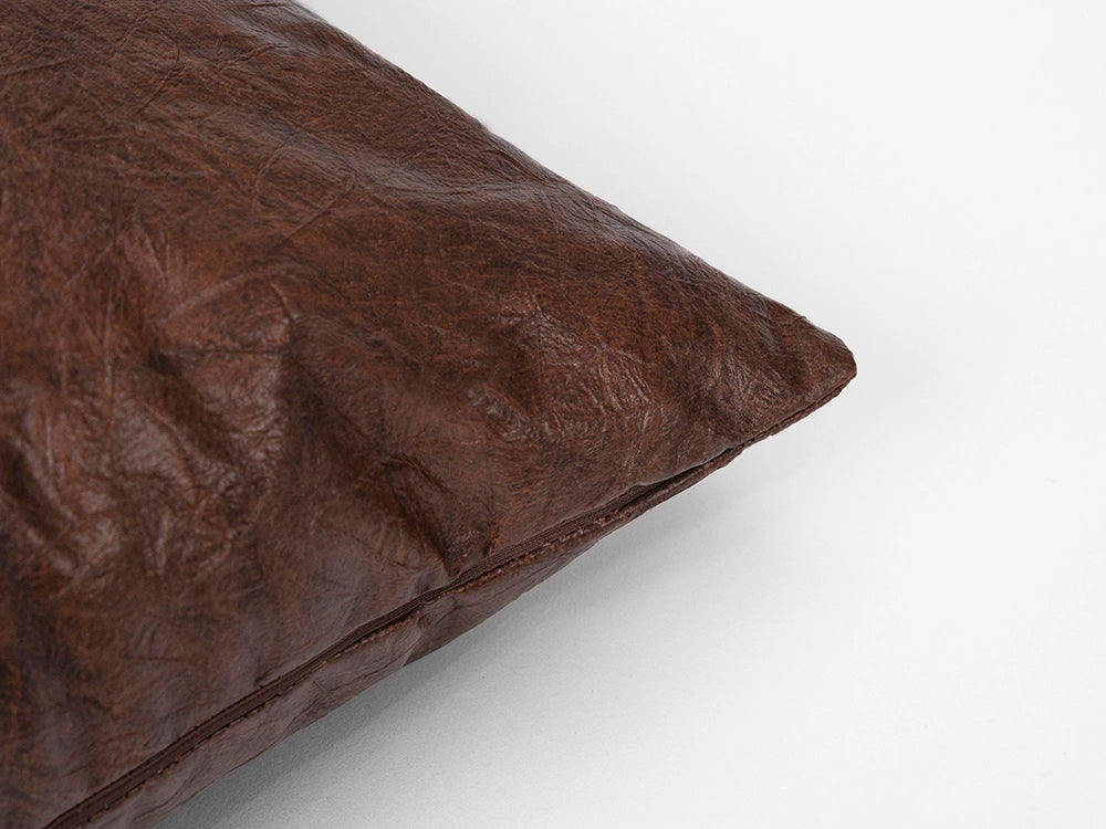 Cognac Faux Leather Pillow Cover