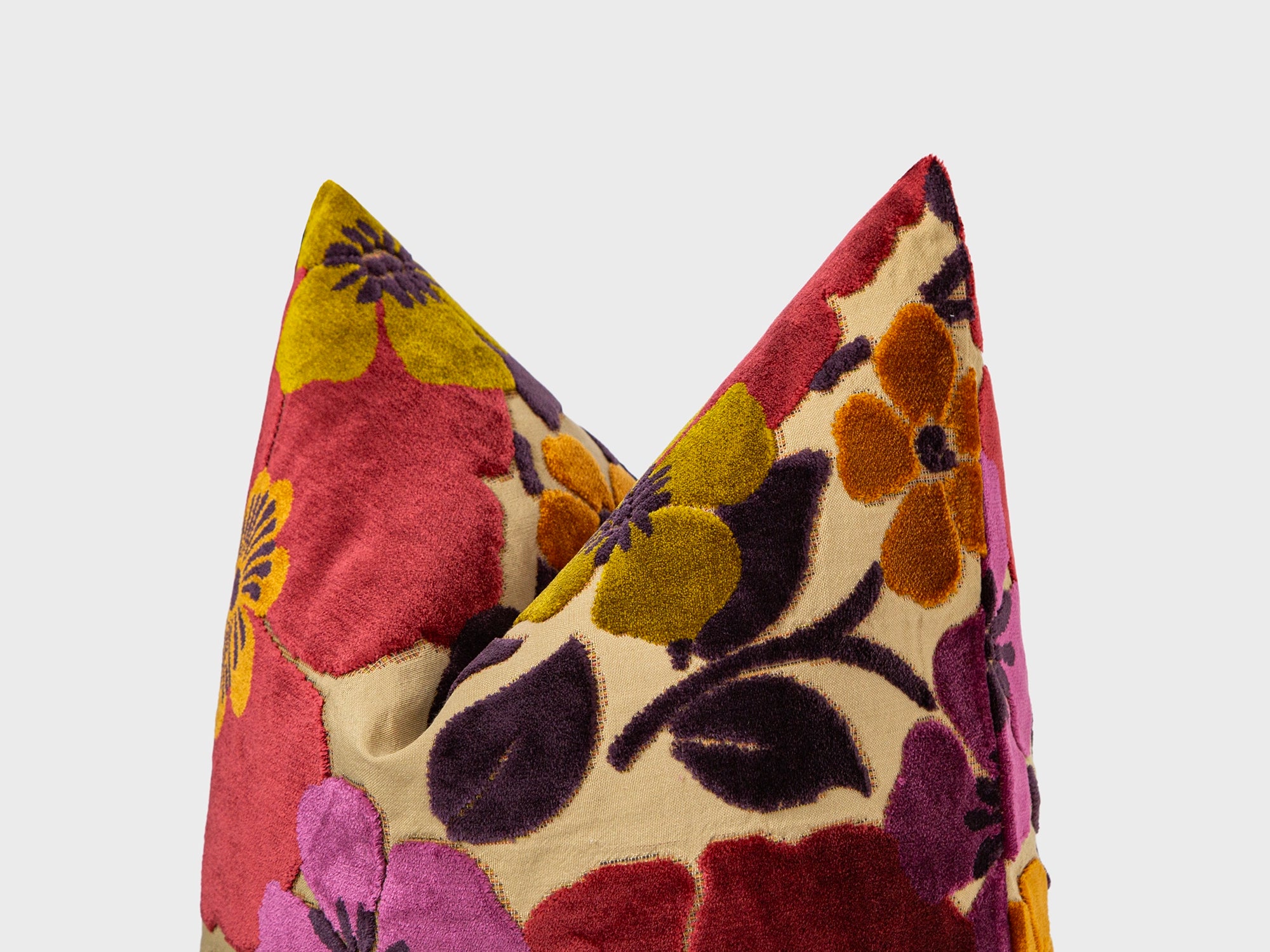 Colorful Floral Cut Velvet Pillow Cover