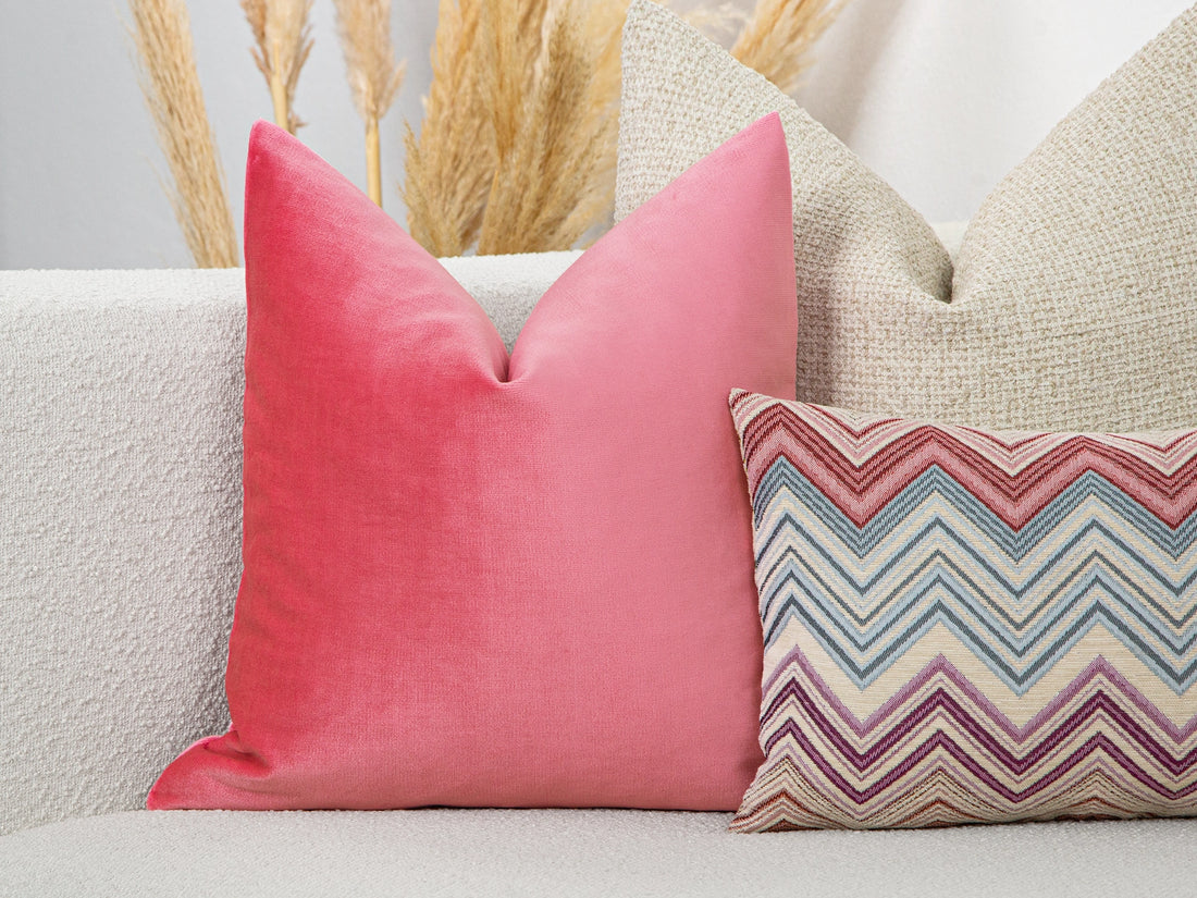 Coral Blush Pink Luxe Velvet Pillow Cover