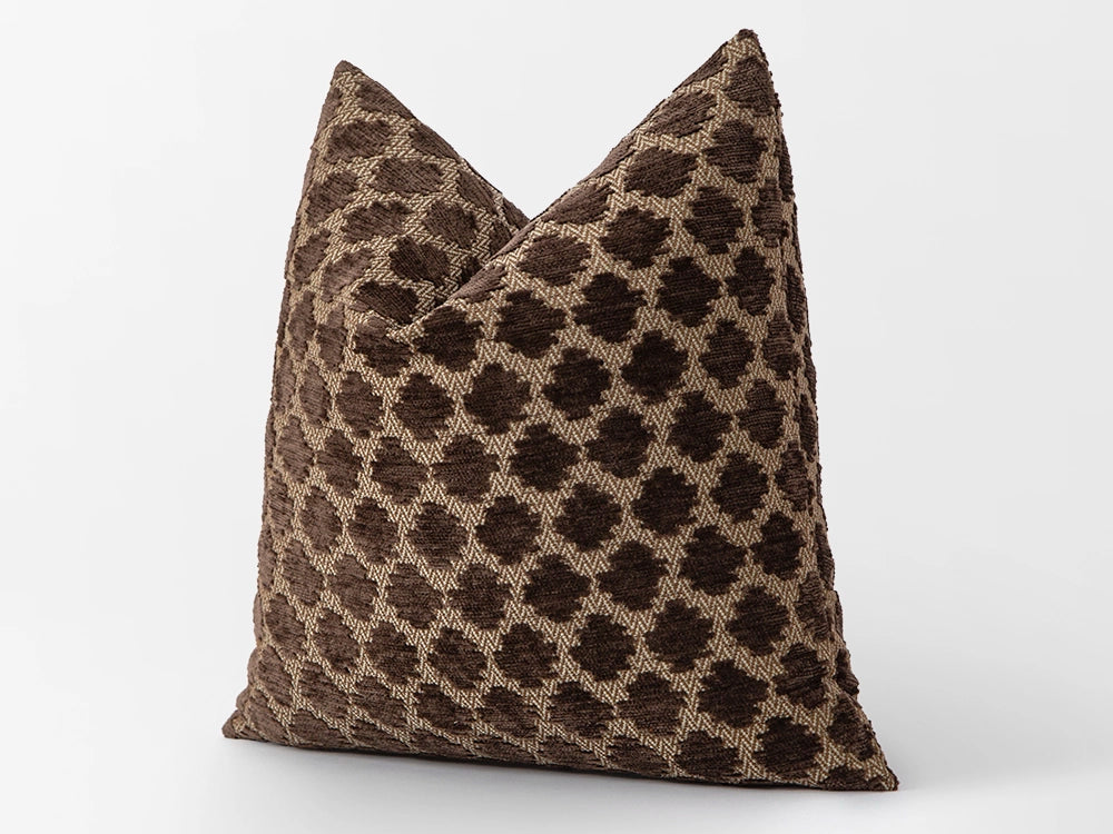 Brown Spotted Textured Boho Pillow Cover