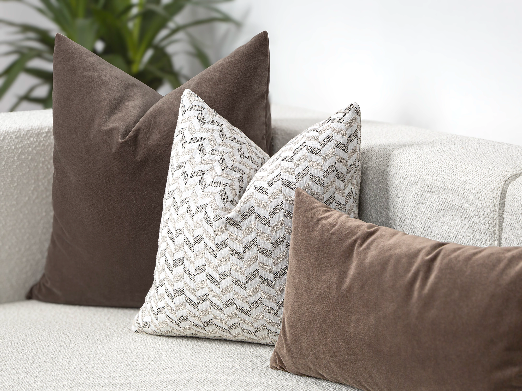 Neutral Herringbone Pillow Cover - Textured & Boucle