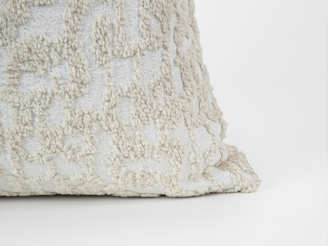 Cream and Beige Plush Pillow Cover - Teddy