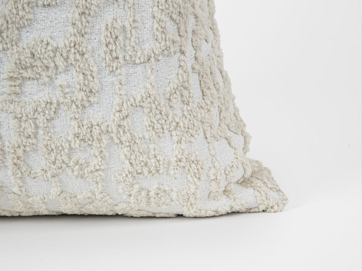 Cream and Beige Plush Pillow Cover - Teddy