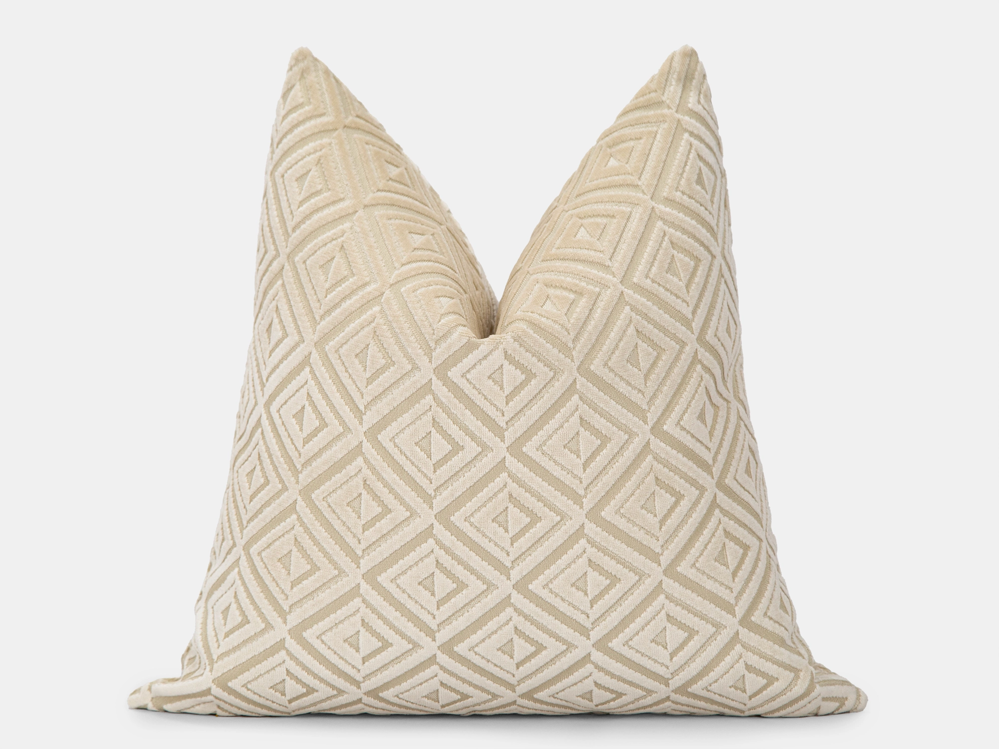 Cream Geometric Velvet Pillow Cover