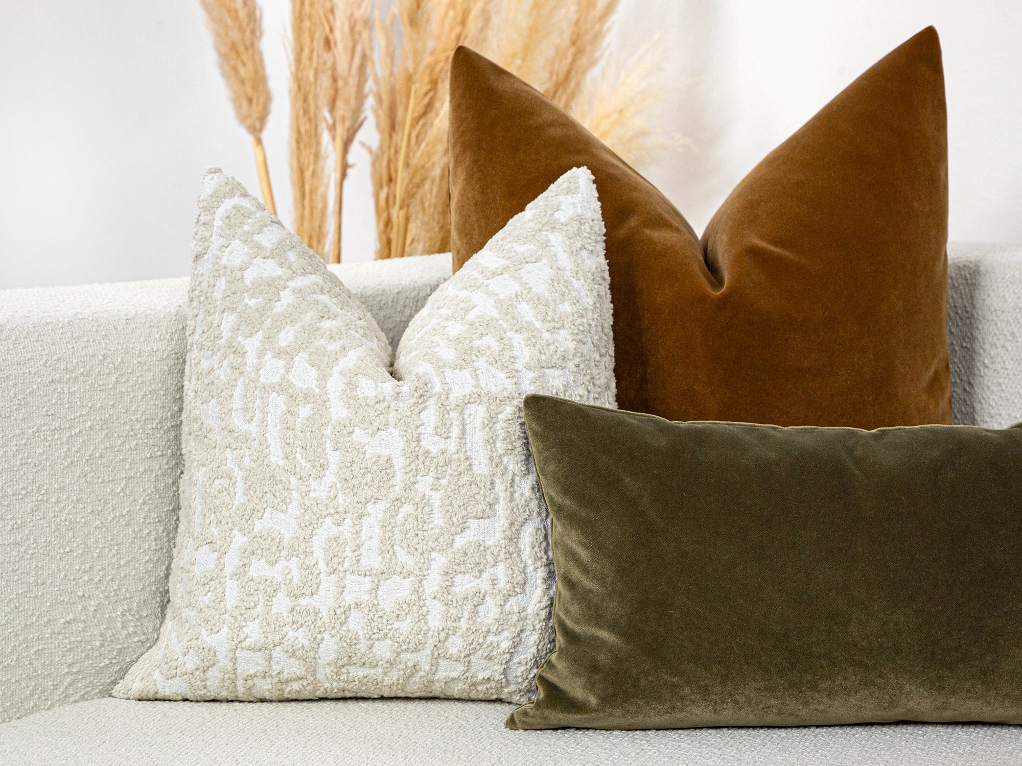 Cream and Beige Plush Pillow Cover - Teddy