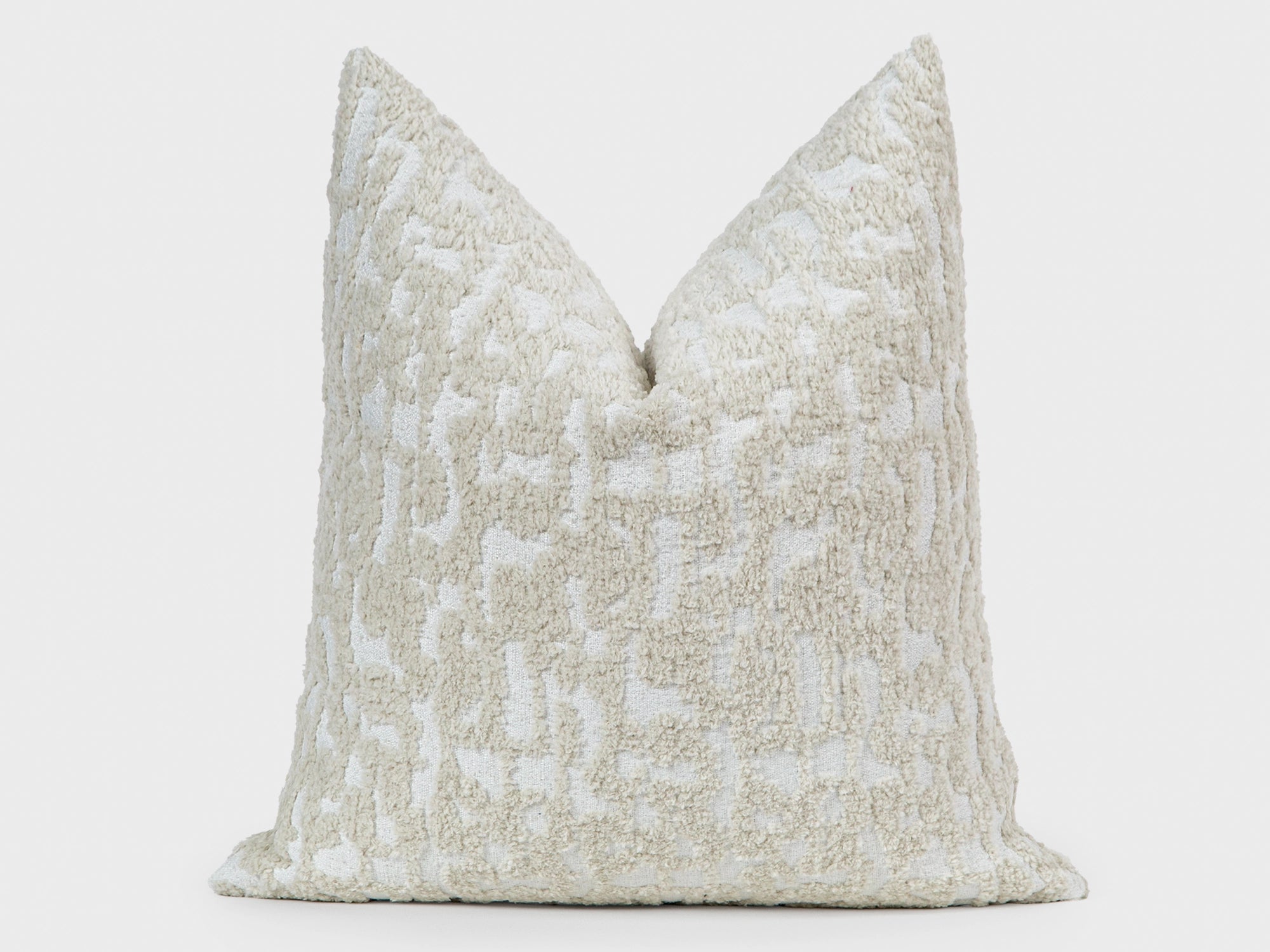 Cream and Beige Plush Pillow Cover - Teddy