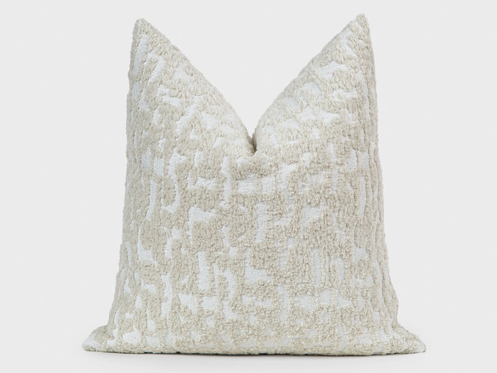 Cream and Beige Plush Pillow Cover - Teddy