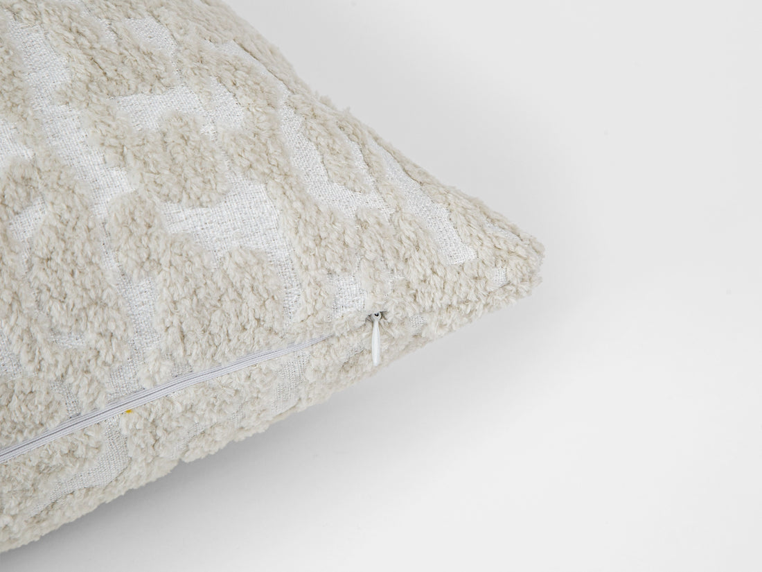 Cream and Beige Plush Pillow Cover - Teddy