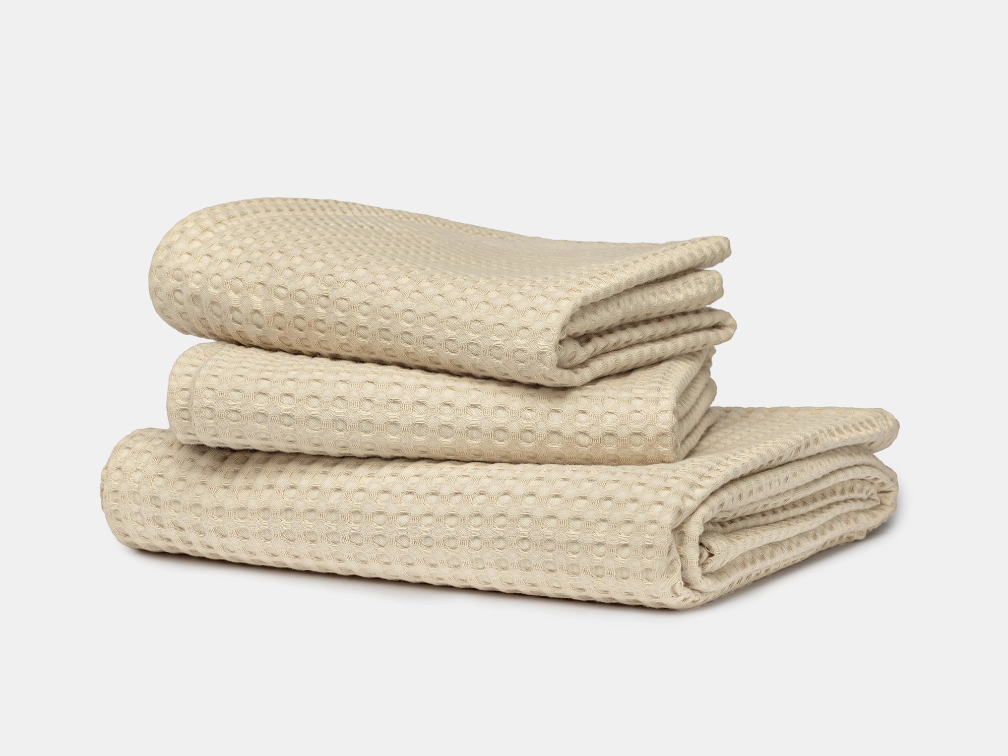 Cream Beige Waffle Bed Throw Set