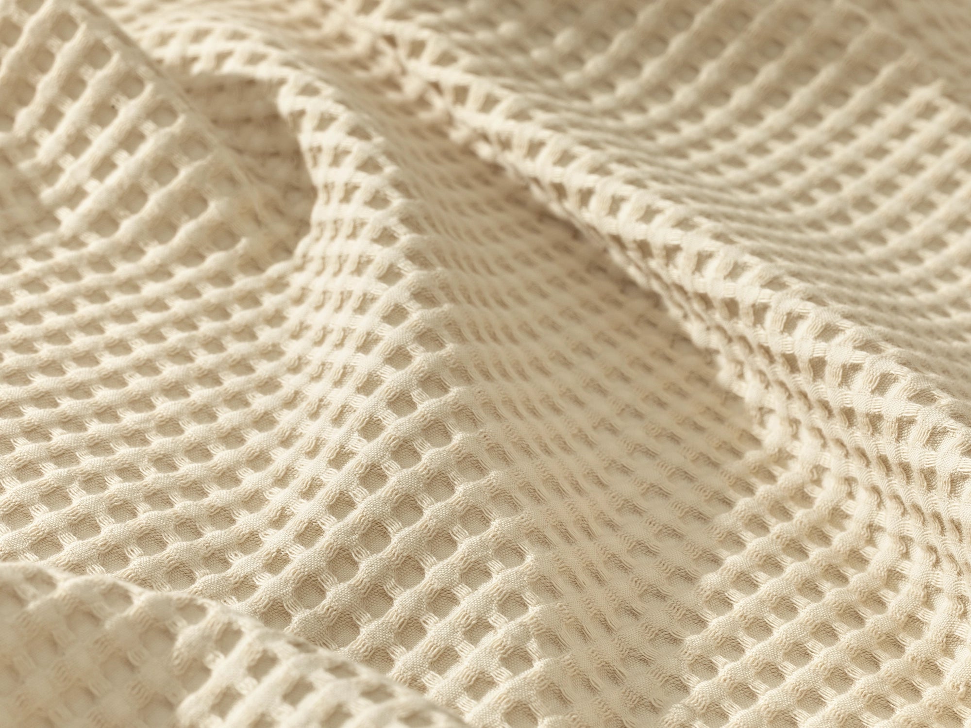 Cream Beige Waffle Bed Throw Set