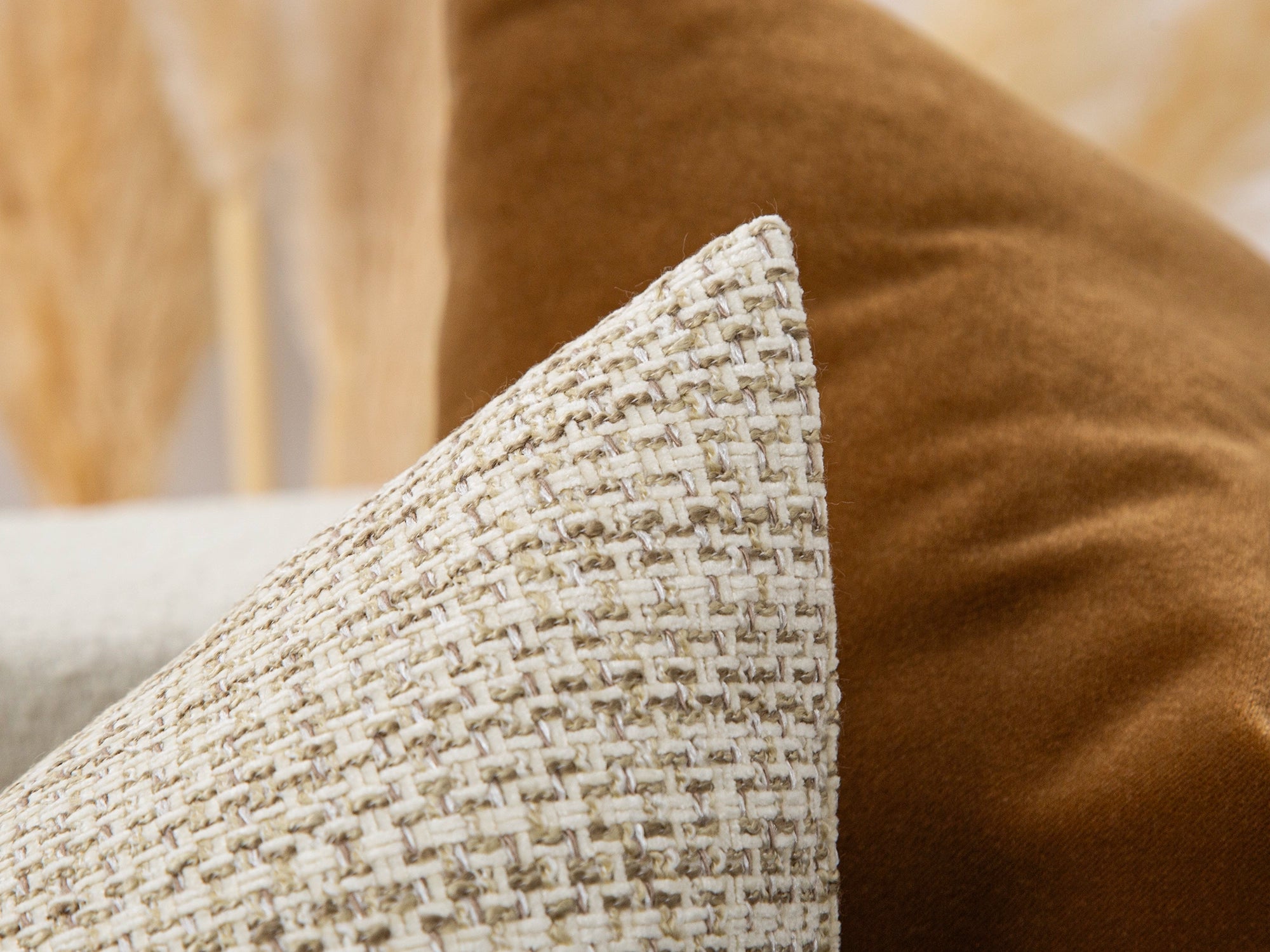 Cream Beige Woven Pillow Cover