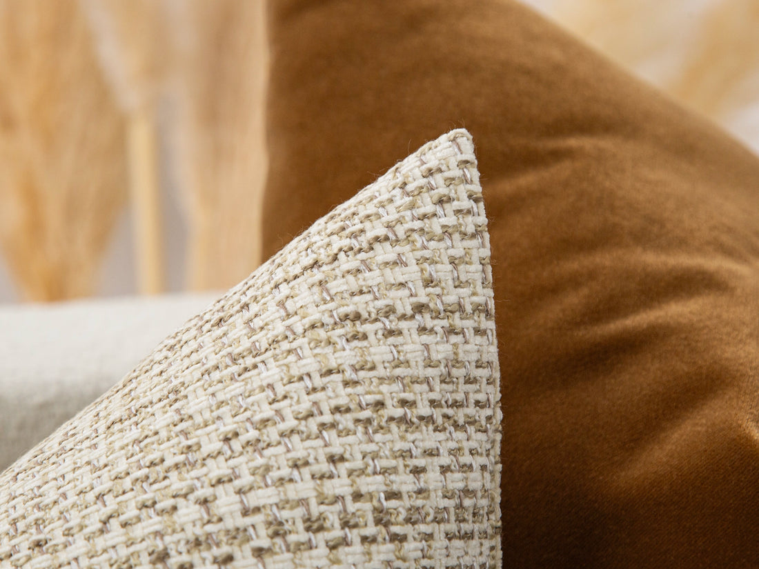 Cream Beige Woven Pillow Cover