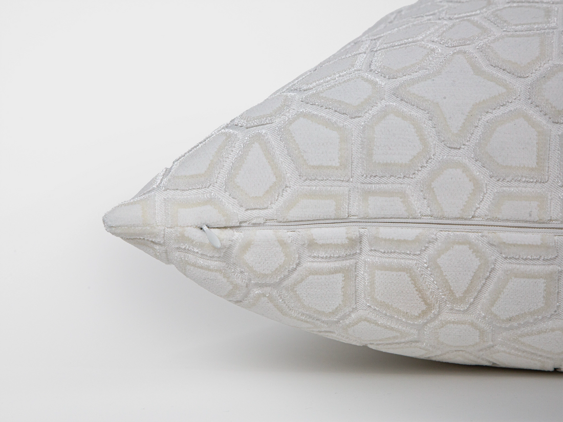 Cream Geometric Cut Velvet Pillow Cover